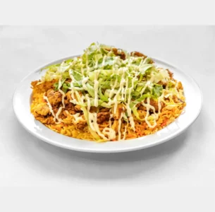 Chicken shawarma over rice